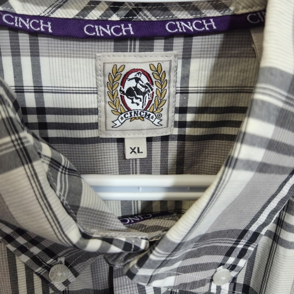 Cinch Men's Black and White Plaid Shirt Size XL - Picture 4 of 4